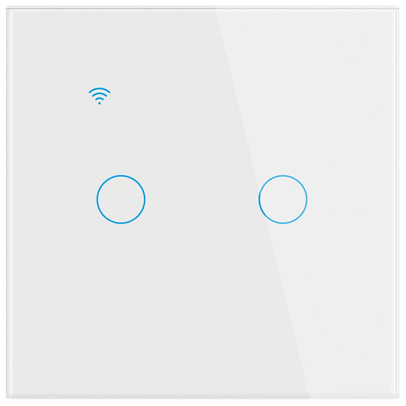 Casa si Gradina - Electrice - Distributie electrica si comanda - Intrerupatoare - Intrerupator smart touch iUni 2F, Wi-Fi, Sticla securizata, LED, White - Infinity.ro