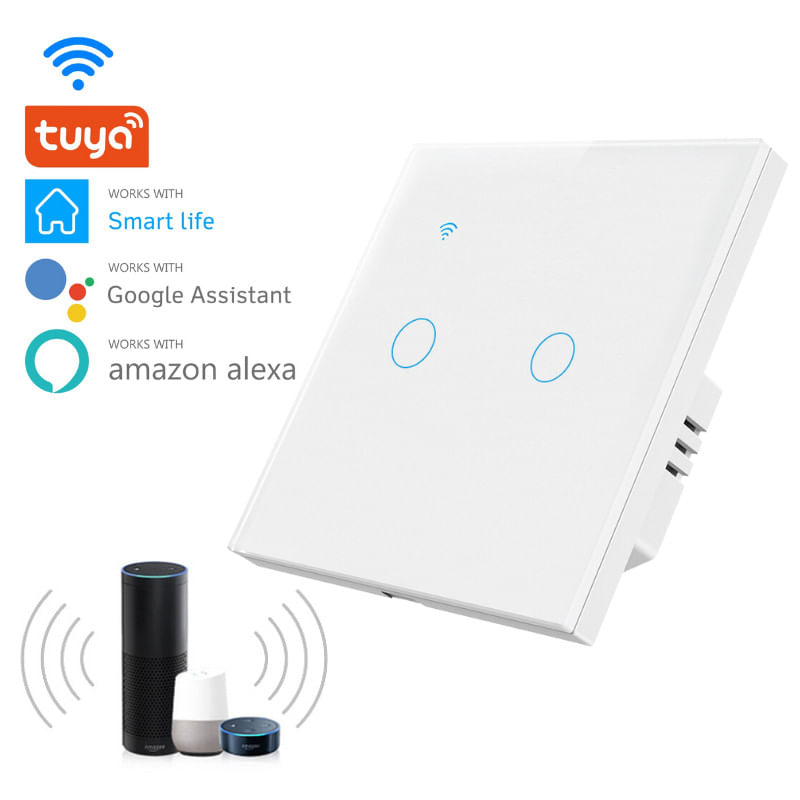 Casa si Gradina - Electrice - Distributie electrica si comanda - Intrerupatoare - Intrerupator smart touch iUni 2F, Wi-Fi, Sticla securizata, LED, White - Infinity.ro