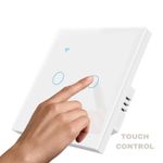 Casa si Gradina - Electrice - Distributie electrica si comanda - Intrerupatoare - Intrerupator smart touch iUni 2F, Wi-Fi, Sticla securizata, LED, White - Infinity.ro