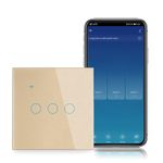 Casa si Gradina - Electrice - Distributie electrica si comanda - Intrerupatoare - Intrerupator smart touch iUni 3F, Wi-Fi, Sticla securizata, LED, Gold - Infinity.ro