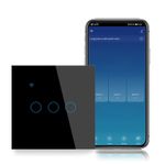 Casa si Gradina - Electrice - Distributie electrica si comanda - Intrerupatoare - Intrerupator smart touch iUni 3F, Wi-Fi, Sticla securizata, LED, Black - Infinity.ro