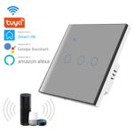 Casa si Gradina - Electrice - Distributie electrica si comanda - Intrerupatoare - Intrerupator smart touch iUni 3F, Wi-Fi, Sticla securizata, LED, Silver - Infinity.ro