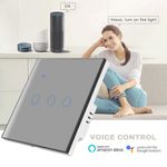 Casa si Gradina - Electrice - Distributie electrica si comanda - Intrerupatoare - Intrerupator smart touch iUni 3F, Wi-Fi, Sticla securizata, LED, Silver - Infinity.ro