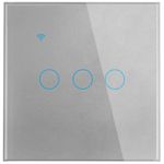 Casa si Gradina - Electrice - Distributie electrica si comanda - Intrerupatoare - Intrerupator smart touch iUni 3F, Wi-Fi, Sticla securizata, LED, Silver - Infinity.ro