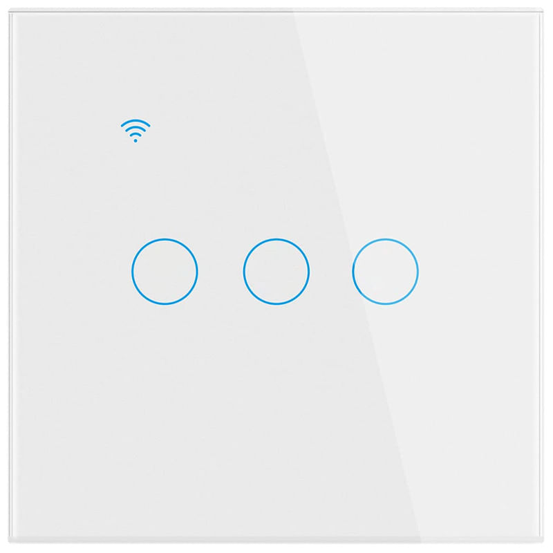 Casa si Gradina - Electrice - Distributie electrica si comanda - Intrerupatoare - Intrerupator smart touch iUni 3F, Wireless, Sticla securizata, LED - Infinity.ro