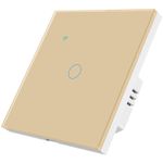 Casa si Gradina - Electrice - Distributie electrica si comanda - Intrerupatoare - Intrerupator smart touch cap scara/cruce iUni 1F, Wi-Fi, Sticla securizata, LED, Gold - Infinity.ro
