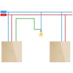Casa si Gradina - Electrice - Distributie electrica si comanda - Intrerupatoare - Intrerupator smart touch cap scara/cruce iUni 1F, Wi-Fi, Sticla securizata, LED, Gold - Infinity.ro