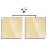 Casa si Gradina - Electrice - Distributie electrica si comanda - Intrerupatoare - Intrerupator touch cap scara, cap cruce iUni 1F, Sticla securizata, LED, Auriu - Infinity.ro