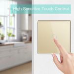 Casa si Gradina - Electrice - Distributie electrica si comanda - Intrerupatoare - Intrerupator touch cap scara, cap cruce iUni 1F, Sticla securizata, LED, Auriu - Infinity.ro