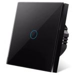 Casa si Gradina - Electrice - Distributie electrica si comanda - Intrerupatoare - Intrerupator touch cap scara, cap cruce iUni 1F, Sticla securizata, LED, Negru - Infinity.ro