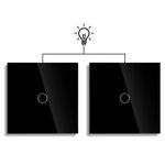 Casa si Gradina - Electrice - Distributie electrica si comanda - Intrerupatoare - Intrerupator touch cap scara, cap cruce iUni 1F, Sticla securizata, LED, Negru - Infinity.ro