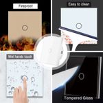 Casa si Gradina - Electrice - Distributie electrica si comanda - Intrerupatoare - Intrerupator touch cap scara, cap cruce iUni 1F, Sticla securizata, LED, Negru - Infinity.ro