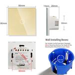 Casa si Gradina - Electrice - Distributie electrica si comanda - Intrerupatoare - Intrerupator touch cap scara, cap cruce iUni 1F, Sticla securizata, LED, Auriu - Infinity.ro