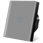 Casa si Gradina - Electrice - Distributie electrica si comanda - Intrerupatoare - Intrerupator touch cap scara, cap cruce iUni 1F, Sticla securizata, LED, Argintiu - Infinity.ro