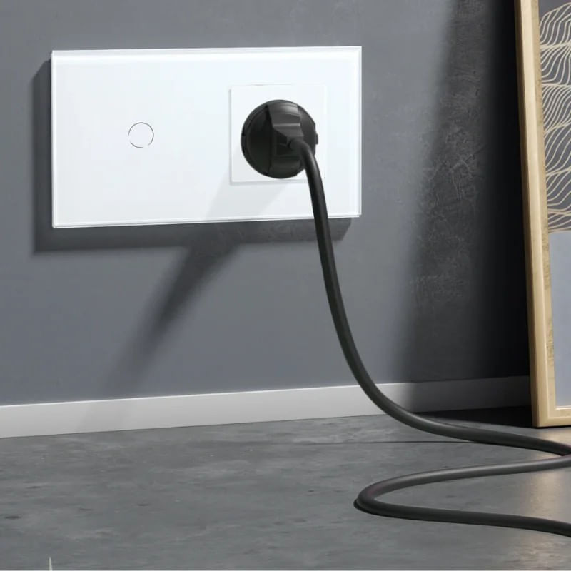 Casa si Gradina - Electrice - Distributie electrica si comanda - Intrerupatoare - Intrerupator touch si Priza, Rama sticla securizata, iUni 1Y, LED - Infinity.ro