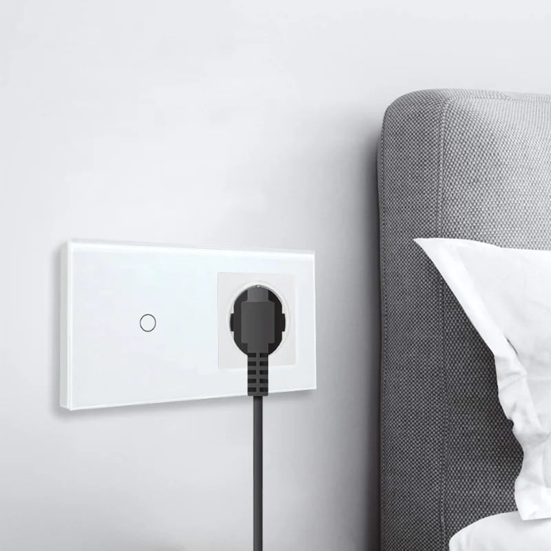 Casa si Gradina - Electrice - Distributie electrica si comanda - Intrerupatoare - Intrerupator touch si Priza, Rama sticla securizata, iUni 1Y, LED - Infinity.ro