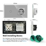 Casa si Gradina - Electrice - Distributie electrica si comanda - Intrerupatoare - Intrerupator touch si Priza, Rama sticla securizata, iUni 1Y, LED, Silver - Infinity.ro