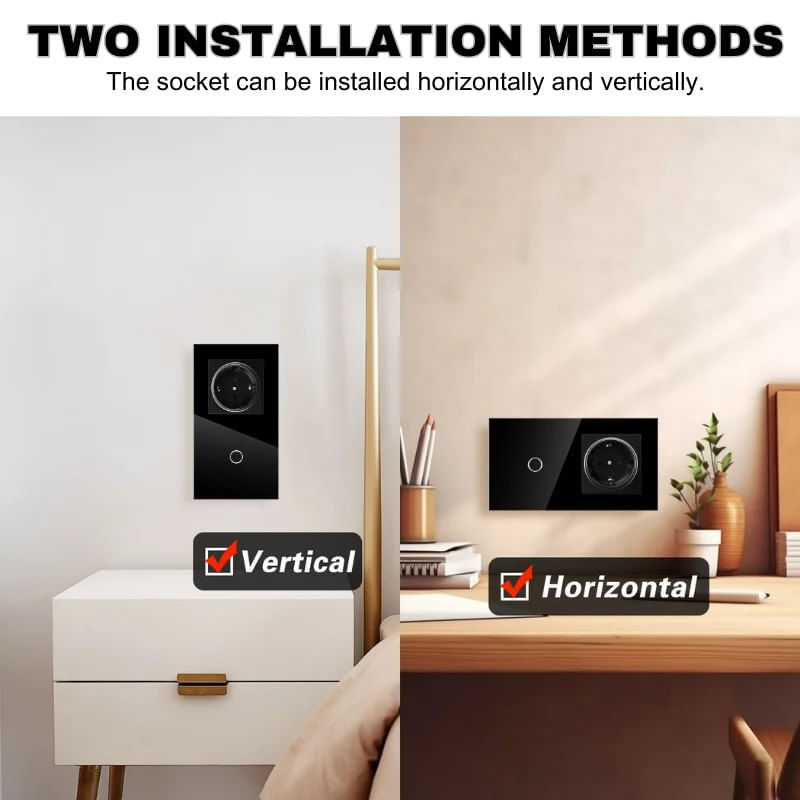 Casa si Gradina - Electrice - Distributie electrica si comanda - Intrerupatoare - Intrerupator touch si Priza, Rama sticla securizata, iUni 1Y, LED, Black - Infinity.ro