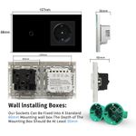 Casa si Gradina - Electrice - Distributie electrica si comanda - Intrerupatoare - Intrerupator touch si Priza, Rama sticla securizata, iUni 1Y, LED, Black - Infinity.ro