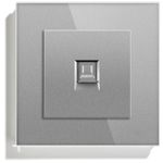 Casa si Gradina - Electrice - Prize - Priza internet RJ45, Cat6, Rama sticla securizata, iUni SD, Silver - Infinity.ro