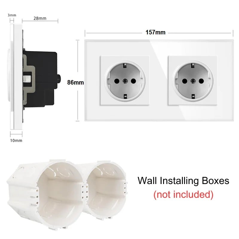 Casa si Gradina - Electrice - Prize - Priza dubla cu rama din sticla securizata iUni WS2, 16A - Infinity.ro