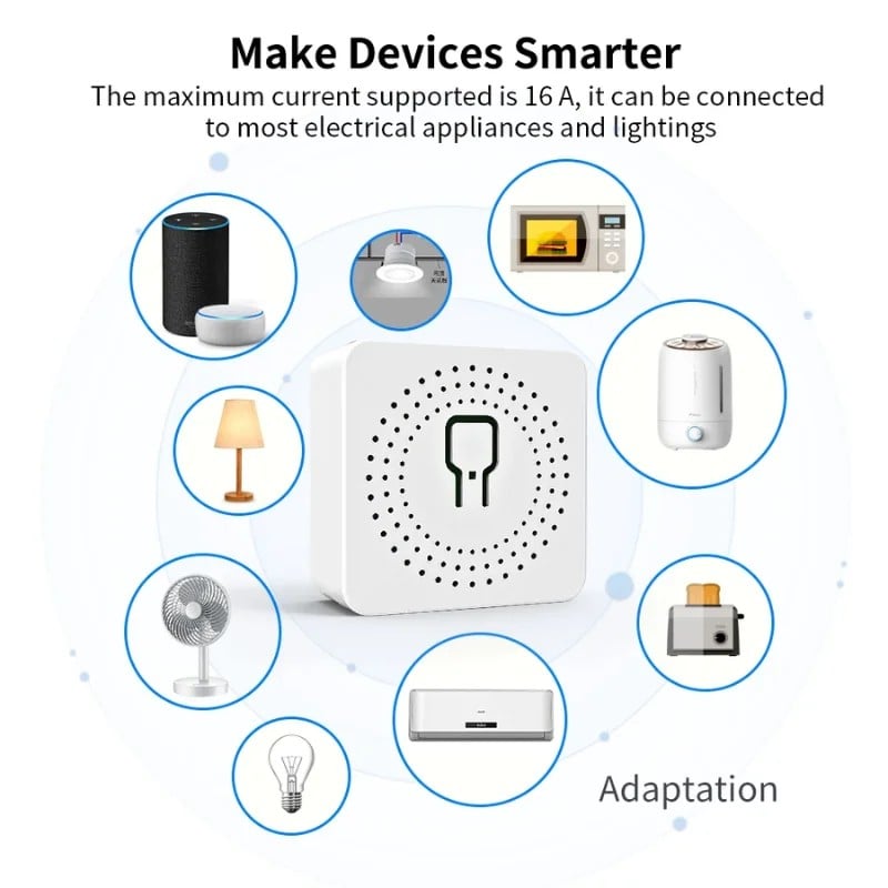 Casa si Gradina - Electrice - Distributie electrica si comanda - Intrerupatoare - Comutator, Releu inteligent WiFi iUni DS2, WiFi, 16A, Smart Life / Tuya APP, Programabil, Control vocal - Infinity.ro
