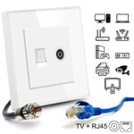 Casa si Gradina - Electrice - Prize - Priza TV + Internet RJ45, Cat6, Rama sticla securizata, iUni TDS - Infinity.ro