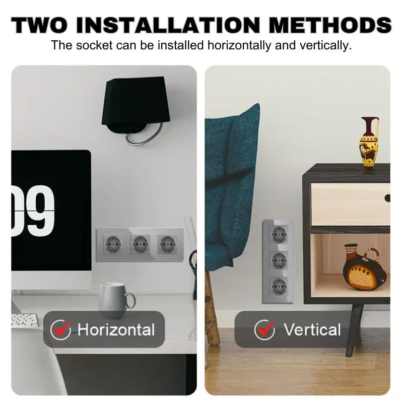 Casa si Gradina - Electrice - Prize - Priza tripla cu rama din sticla securizata iUni WS3, 16A, Silver - Infinity.ro