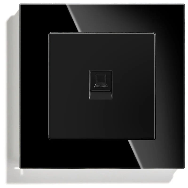 Casa si Gradina - Electrice - Prize - Priza internet RJ45, Cat6, Rama sticla securizata, iUni SD, Black - Infinity.ro