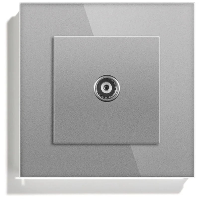 Casa si Gradina - Electrice - Prize - Priza TV cu Rama din sticla securizata, iUni TS, Conector Mama 9.5mm, Silver - Infinity.ro