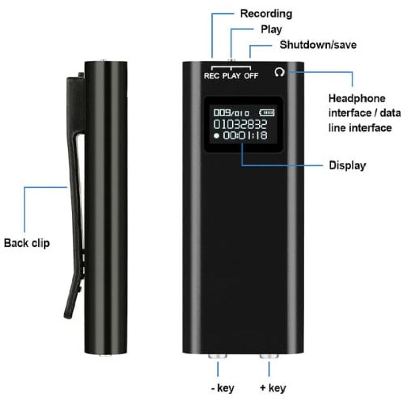 TV, Audio-Video si Foto - Portabile audio - Reportofoane - Reportofon digital iUni REP05, 8GB, MP3 Player - Infinity.ro