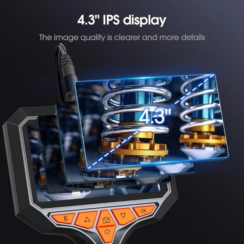 Auto si Moto - Reparatii si depanare - Sisteme de diagnoza - Camera Inspectie Auto Industriala iUni VC43-RD, Ecran IPS 4.3", Cablu 2M, 8 LED-uri ajustabile, Slot Card microSD, IP67 - Infinity.ro