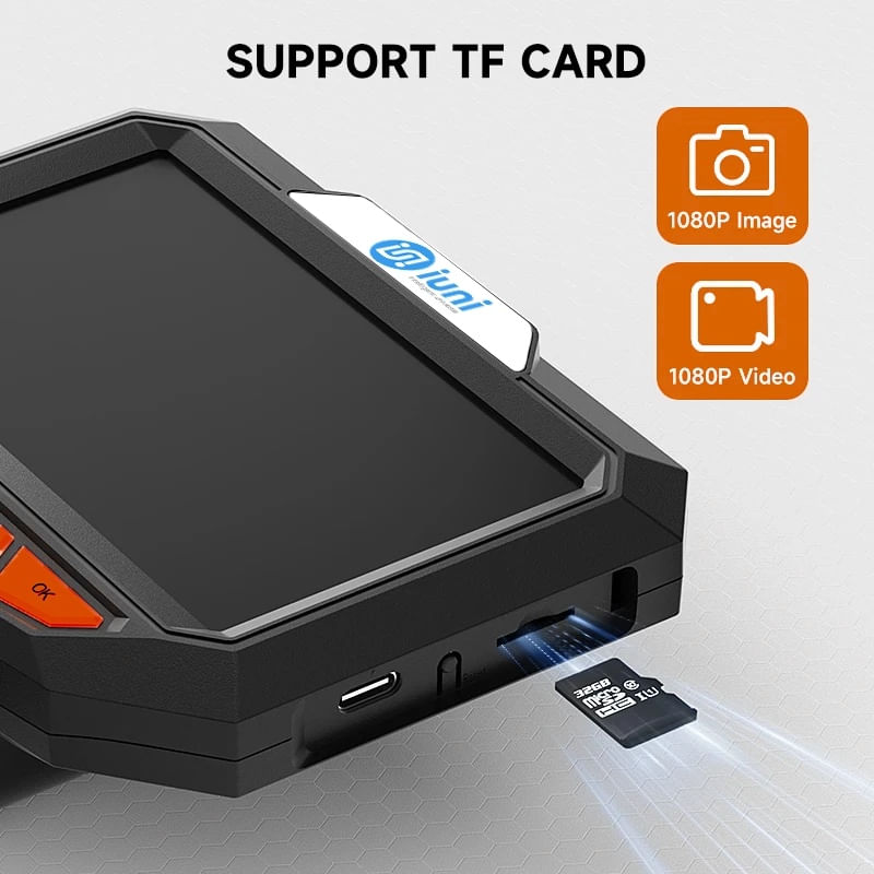 Auto si Moto - Reparatii si depanare - Sisteme de diagnoza - Camera Inspectie Auto Industriala iUni VC43-RD, Ecran IPS 4.3", Cablu 2M, 8 LED-uri ajustabile, Slot Card microSD, IP67 - Infinity.ro