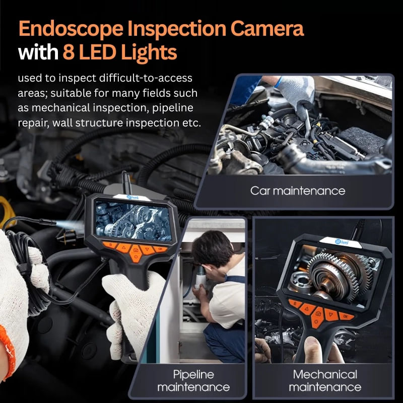 Auto si Moto - Reparatii si depanare - Sisteme de diagnoza - Camera Inspectie Auto Industriala iUni VC43-RD, Ecran IPS 4.3", Cablu 2M, 8 LED-uri ajustabile, Slot Card microSD, IP67 - Infinity.ro