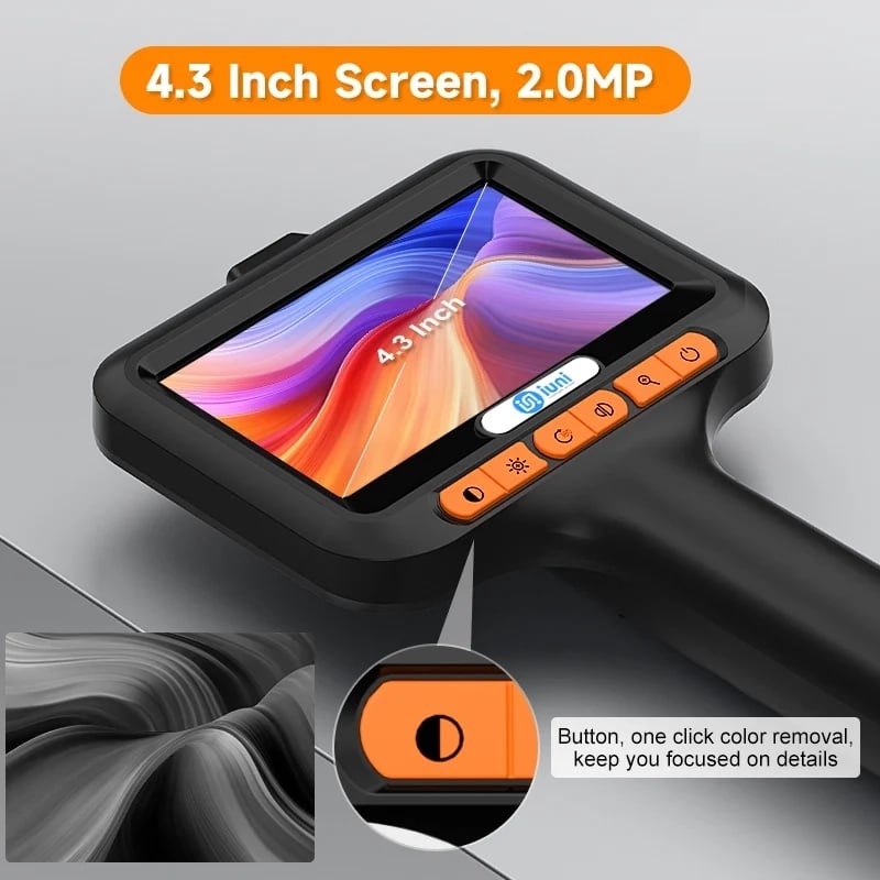 Auto si Moto - Reparatii si depanare - Sisteme de diagnoza - Camera Inspectie Auto Industriala iUni VC43-AV, Ecran IPS 4.3", Cablu 2M, 1080P, 8 LED-uri ajustabile, IP67, 2600mAh - Infinity.ro