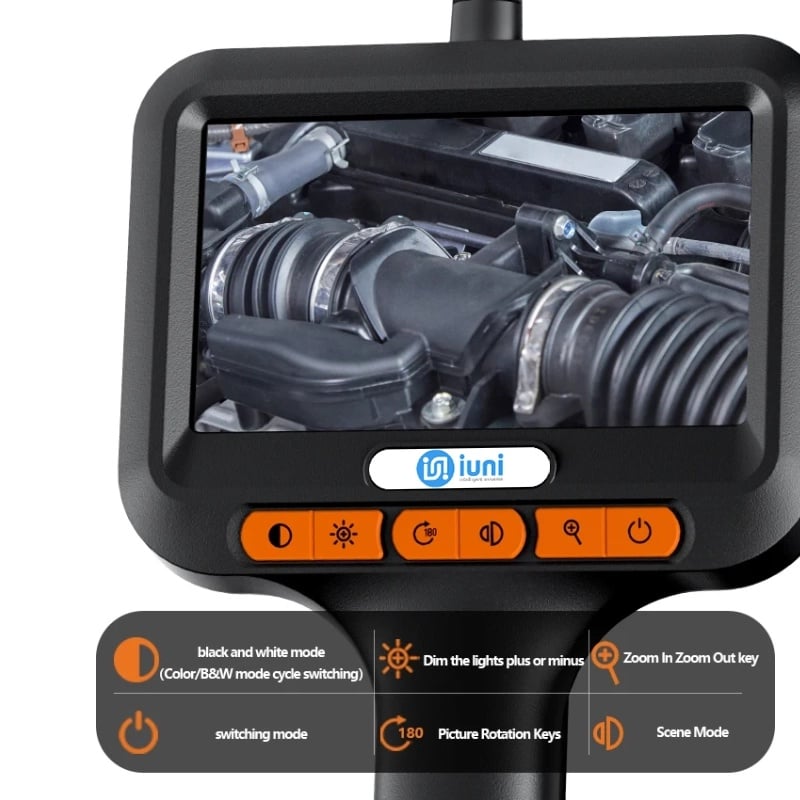 Auto si Moto - Reparatii si depanare - Sisteme de diagnoza - Camera Inspectie Auto Industriala iUni VC43-AV, Ecran IPS 4.3", Cablu 2M, 1080P, 8 LED-uri ajustabile, IP67, 2600mAh - Infinity.ro