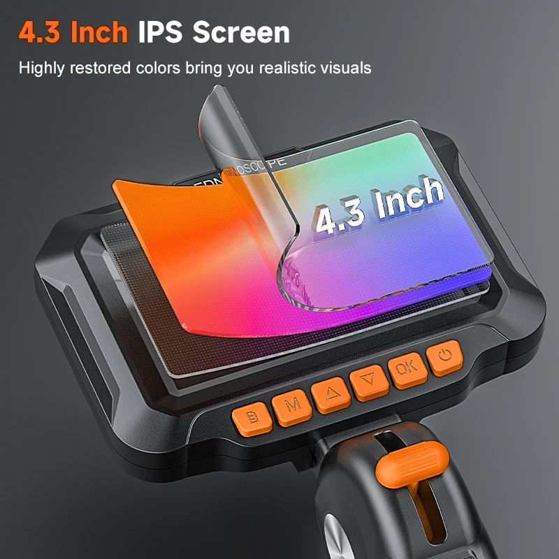 Auto si Moto - Reparatii si depanare - Sisteme de diagnoza - Camera Inspectie Auto Industriala iUni VSP43-D, Rotativa la 180°, Ecran IPS 4.3", Cablu 1.5M, 8 LED-uri ajustabile, IP67 - Infinity.ro