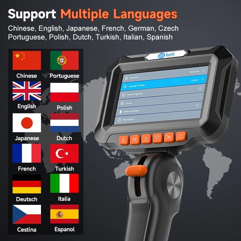 Auto si Moto - Reparatii si depanare - Sisteme de diagnoza - Camera Inspectie Auto Industriala iUni VSP43-D, Rotativa la 180°, Ecran IPS 4.3", Cablu 1.5M, 8 LED-uri ajustabile, IP67 - Infinity.ro