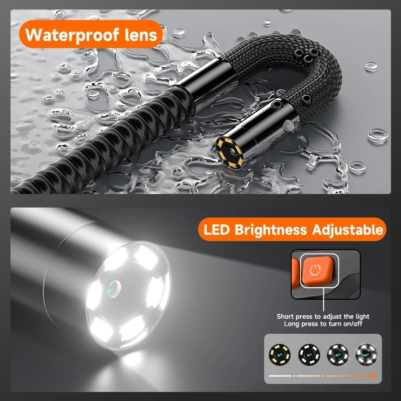 Auto si Moto - Reparatii si depanare - Sisteme de diagnoza - Camera Inspectie Auto Industriala iUni VSP43-D, Rotativa la 180°, Ecran IPS 4.3", Cablu 1.5M, 8 LED-uri ajustabile, IP67 - Infinity.ro