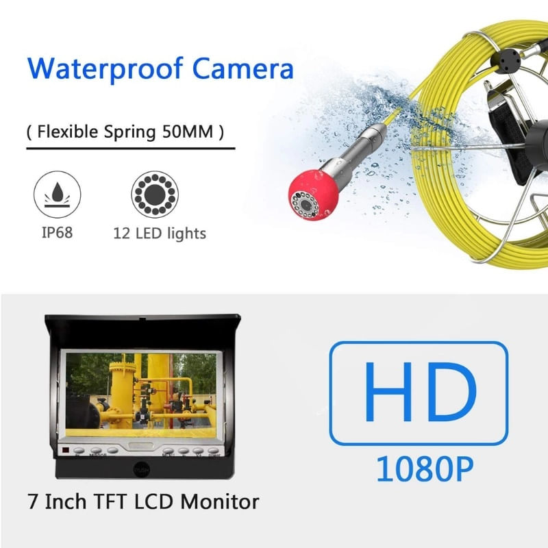 Casa si Gradina - Constructii - Scule electrice si accesorii - Scule multifunctionale si accesorii - Camera Inspectie video canalizare, 40m, iUni ICT1, Monitor 7 inch - Infinity.ro