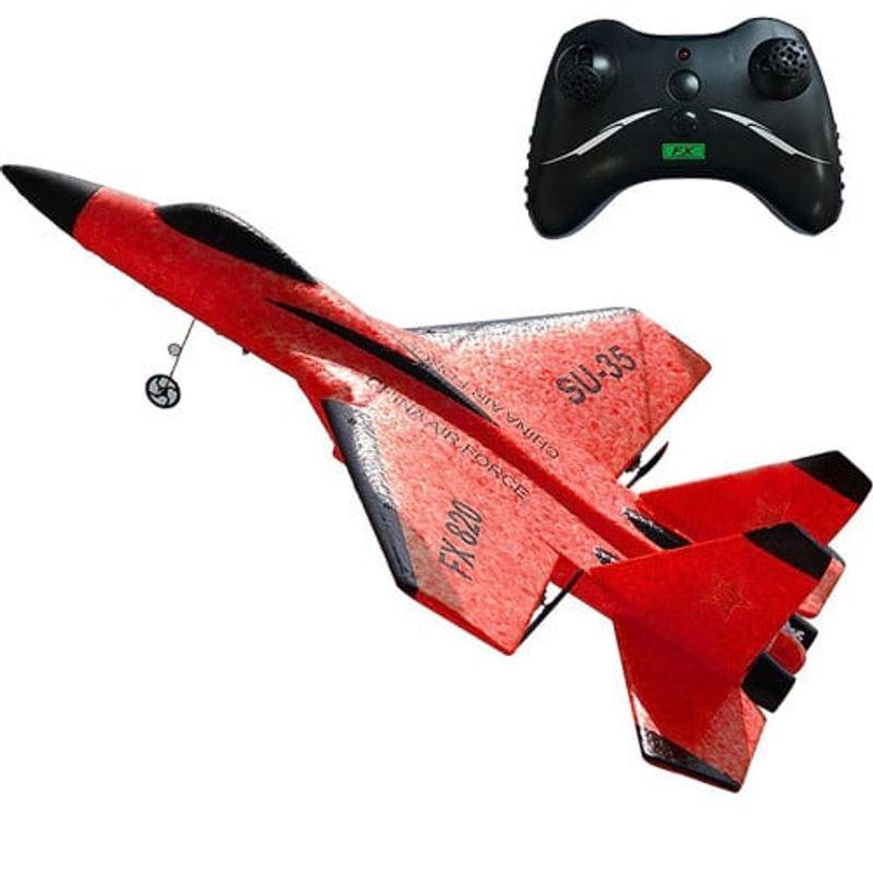 Jucarii, Copii si Bebe - Jucarii si jocuri - Vehicule si jucarii cu telecomanda - Elicoptere, avioane si nave de jucarie - Avion de lupta cu telecomanda iUni FX820, SU-35, Giroscop, Rezistent la impact, Rosu - Infinity.ro