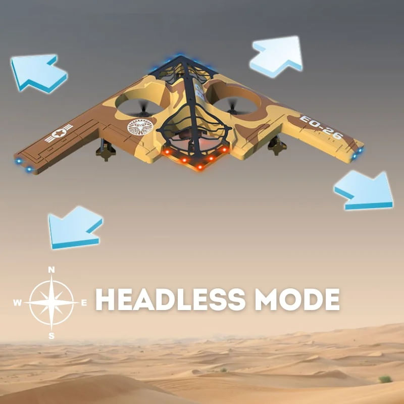 Jucarii, Copii si Bebe - Jucarii si jocuri - Vehicule si jucarii cu telecomanda - Elicoptere, avioane si nave de jucarie - Avion cu telecomanda iUni E0-26, Stealth Bomber Plane, Acrobatii 360°, Giroscop, Rezistent la impact, Lumini LED - Infinity.ro