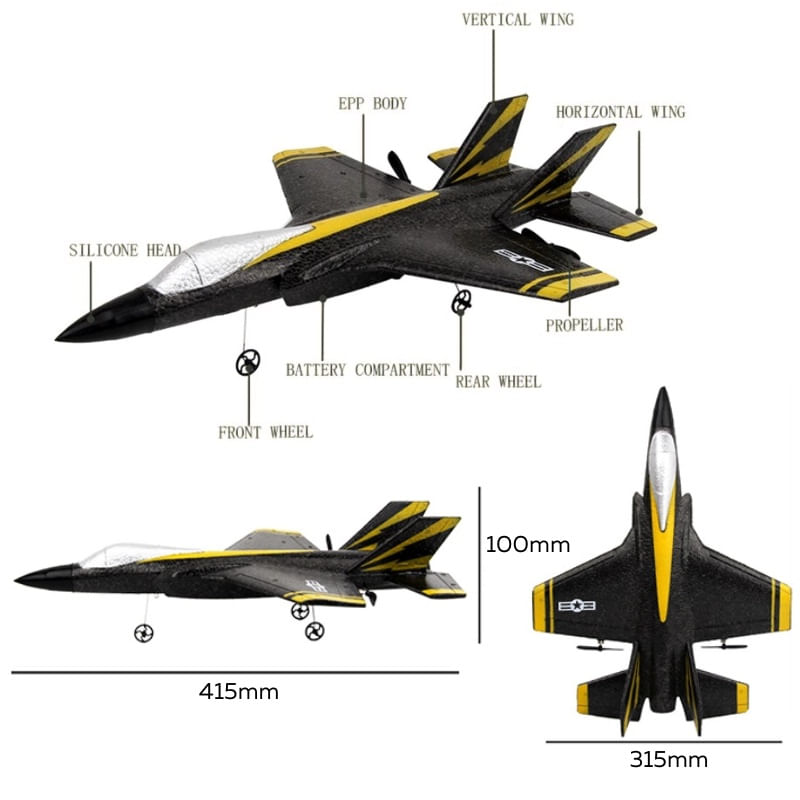 Jucarii, Copii si Bebe - Jucarii si jocuri - Vehicule si jucarii cu telecomanda - Elicoptere, avioane si nave de jucarie - Avion de lupta cu telecomanda iUni FX835, Giroscop, Rezistent la impact, Lumini LED - Infinity.ro