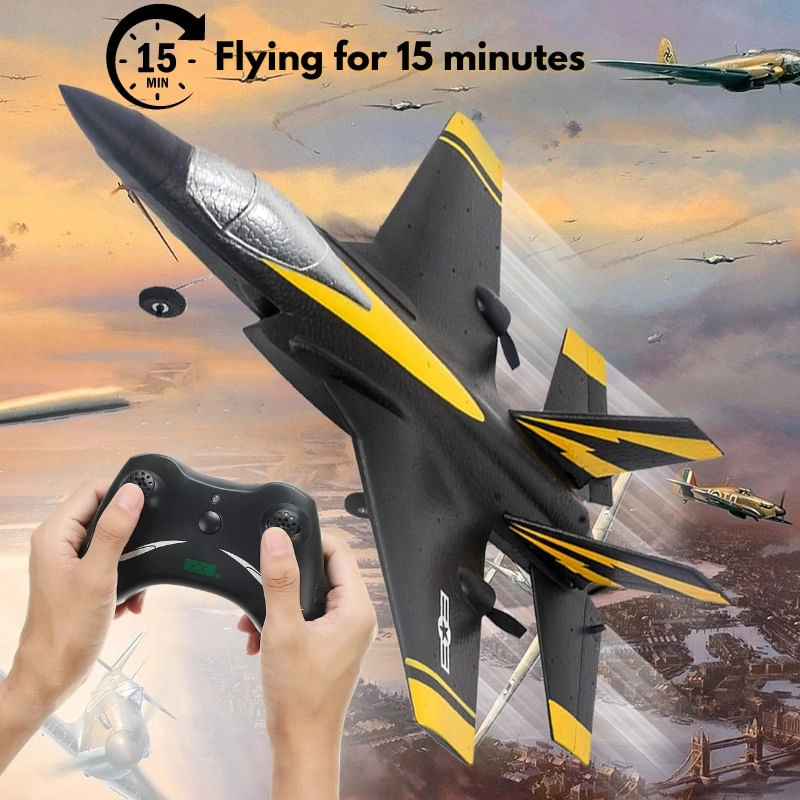 Jucarii, Copii si Bebe - Jucarii si jocuri - Vehicule si jucarii cu telecomanda - Elicoptere, avioane si nave de jucarie - Avion de lupta cu telecomanda iUni FX835, Giroscop, Rezistent la impact, Lumini LED - Infinity.ro