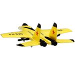 Jucarii, Copii si Bebe - Jucarii si jocuri - Vehicule si jucarii cu telecomanda - Elicoptere, avioane si nave de jucarie - Avion de lupta cu telecomanda iUni FX820, SU-35, Giroscop, Rezistent la impact, Galben - Infinity.ro