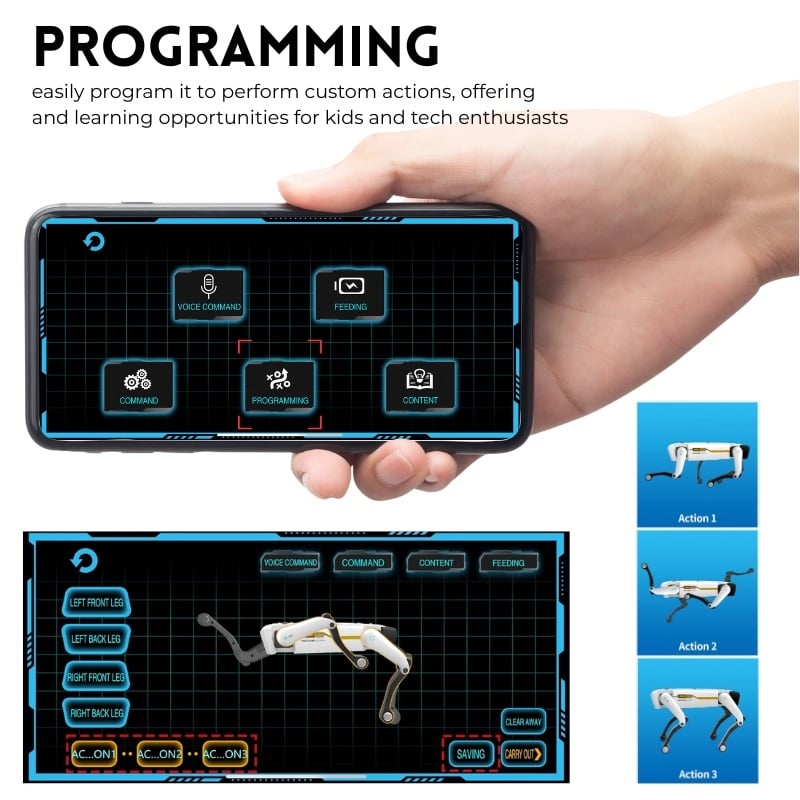 Jucarii, Copii si Bebe - Jucarii si jocuri - Vehicule si jucarii cu telecomanda - Roboti de jucarie - Caine Robot Inteligent iUni 8002, Control prin Telecomanda, Aplicatie, Comenzi Vocale, Programabil, 25+ Functii - Infinity.ro
