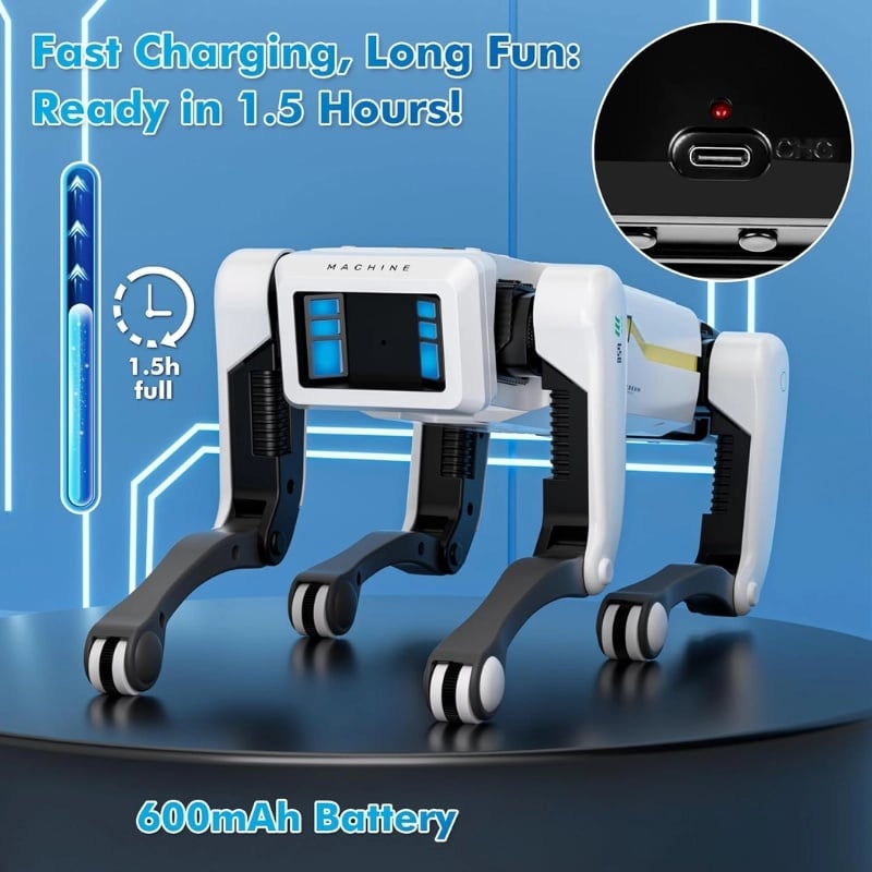 Jucarii, Copii si Bebe - Jucarii si jocuri - Vehicule si jucarii cu telecomanda - Roboti de jucarie - Caine Robot Inteligent iUni 8002, Control prin Telecomanda, Aplicatie, Comenzi Vocale, Programabil, 25+ Functii - Infinity.ro