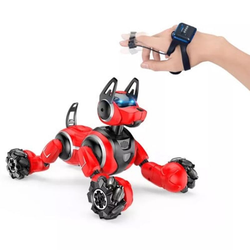 Jucarii, Copii si Bebe - Jucarii si jocuri - Vehicule si jucarii cu telecomanda - Roboti de jucarie - Caine Robot inteligent controlabil prin gesturi si telecomanda iUni 800A, Rotire 360°, Rosu - Infinity.ro