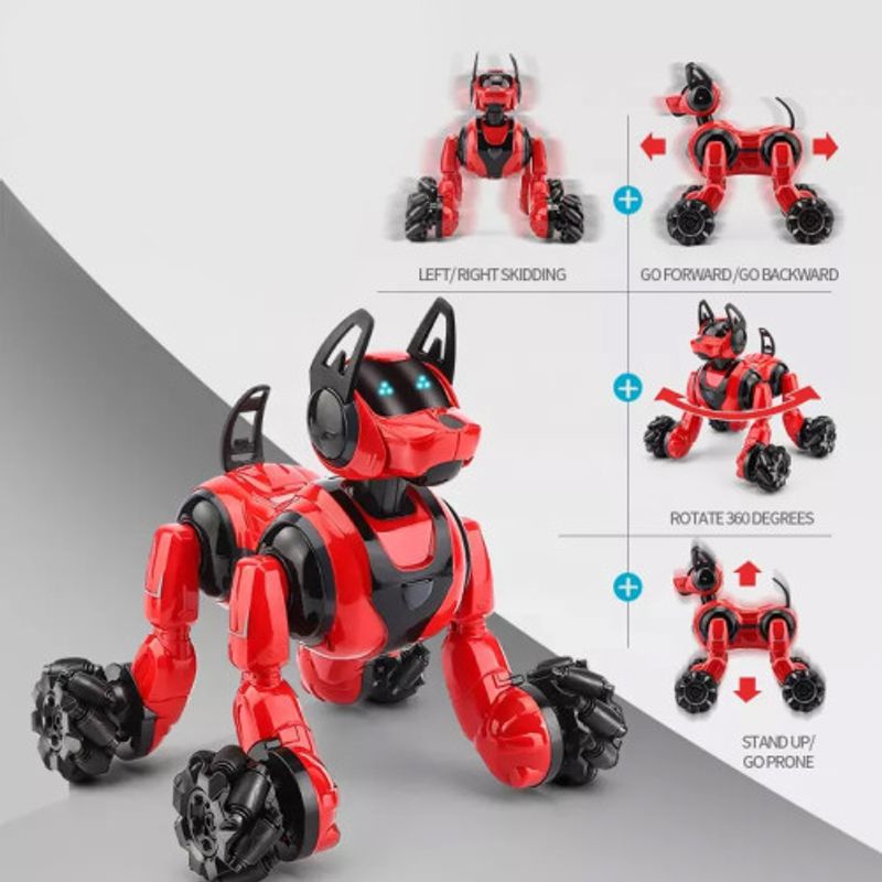 Jucarii, Copii si Bebe - Jucarii si jocuri - Vehicule si jucarii cu telecomanda - Roboti de jucarie - Caine Robot inteligent controlabil prin gesturi si telecomanda iUni 800A, Rotire 360°, Rosu - Infinity.ro