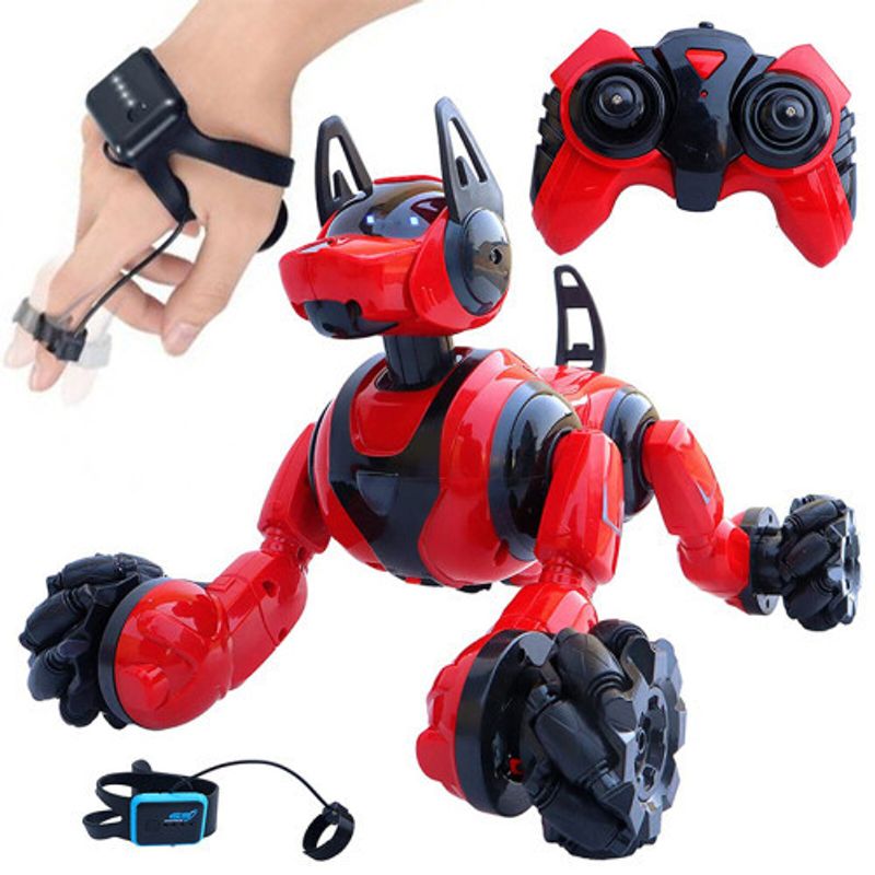 Jucarii, Copii si Bebe - Jucarii si jocuri - Vehicule si jucarii cu telecomanda - Roboti de jucarie - Caine Robot inteligent controlabil prin gesturi si telecomanda iUni 800A, Rotire 360°, Rosu - Infinity.ro